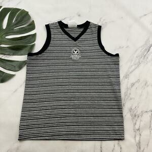 Disneyland Womens Vintage Y2k Tank Top Size M Black White Hollywood Backlot Tee